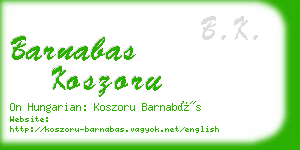 barnabas koszoru business card